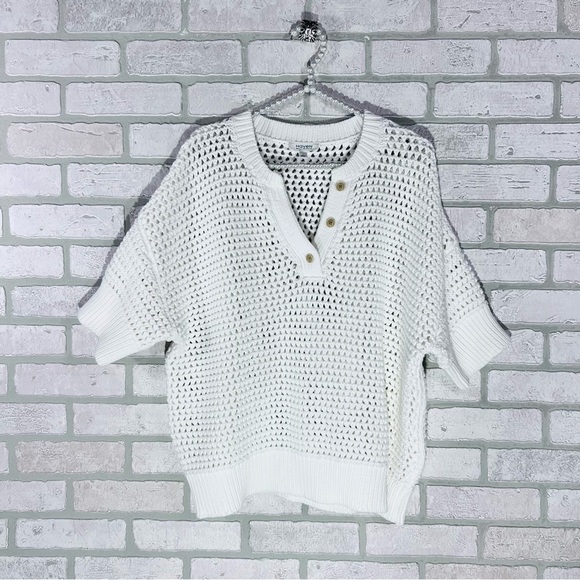 Haven Well Within Knot Stitch Henley Sweater in White Size L - Picture 2 of 9